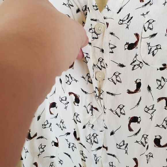 Porridge Anthropologie Bird Print Popover Blouse Size small - Picture 4 of 8